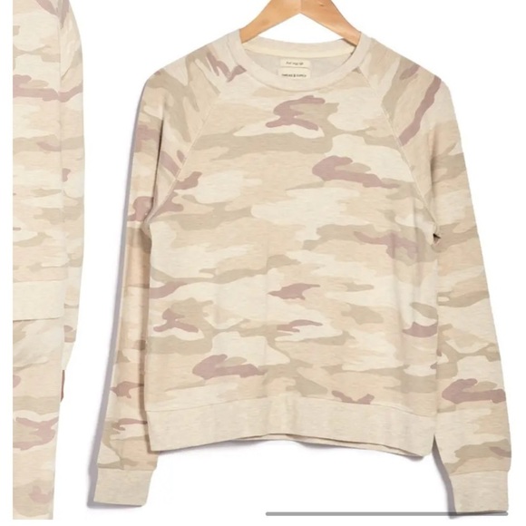 NWT Thread & Supply Jacey Tan Neutral Camo Raglan Pullover - Picture 3 of 4